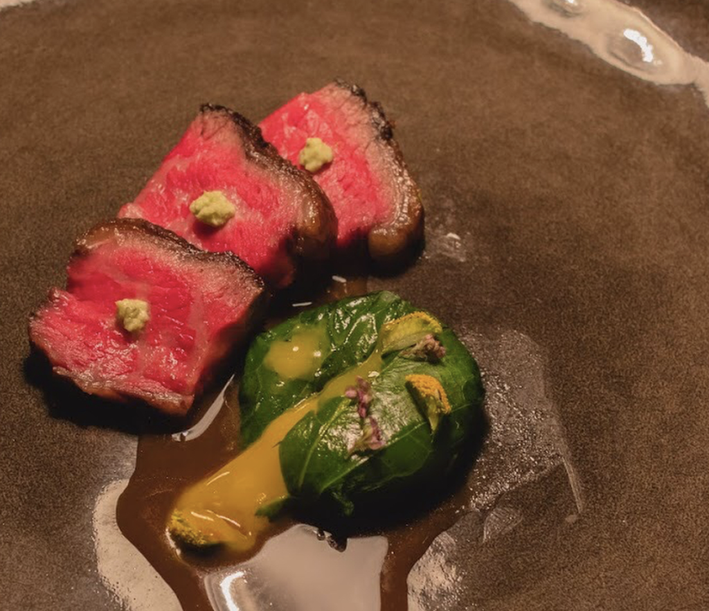 Wagyu “Steak and Eggs”, Wasabi, Ponzu Scented Jus - Lazy Betty Atlanta