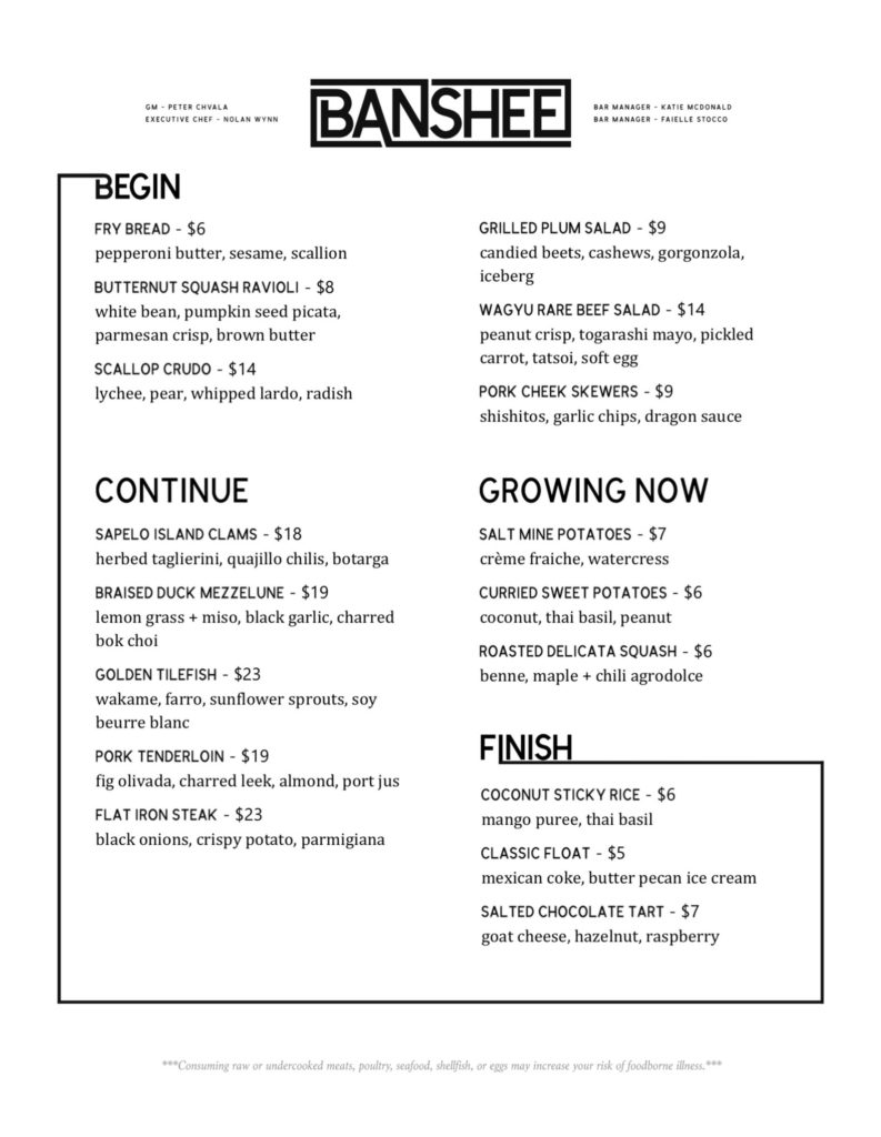 Banshee Menu 1
