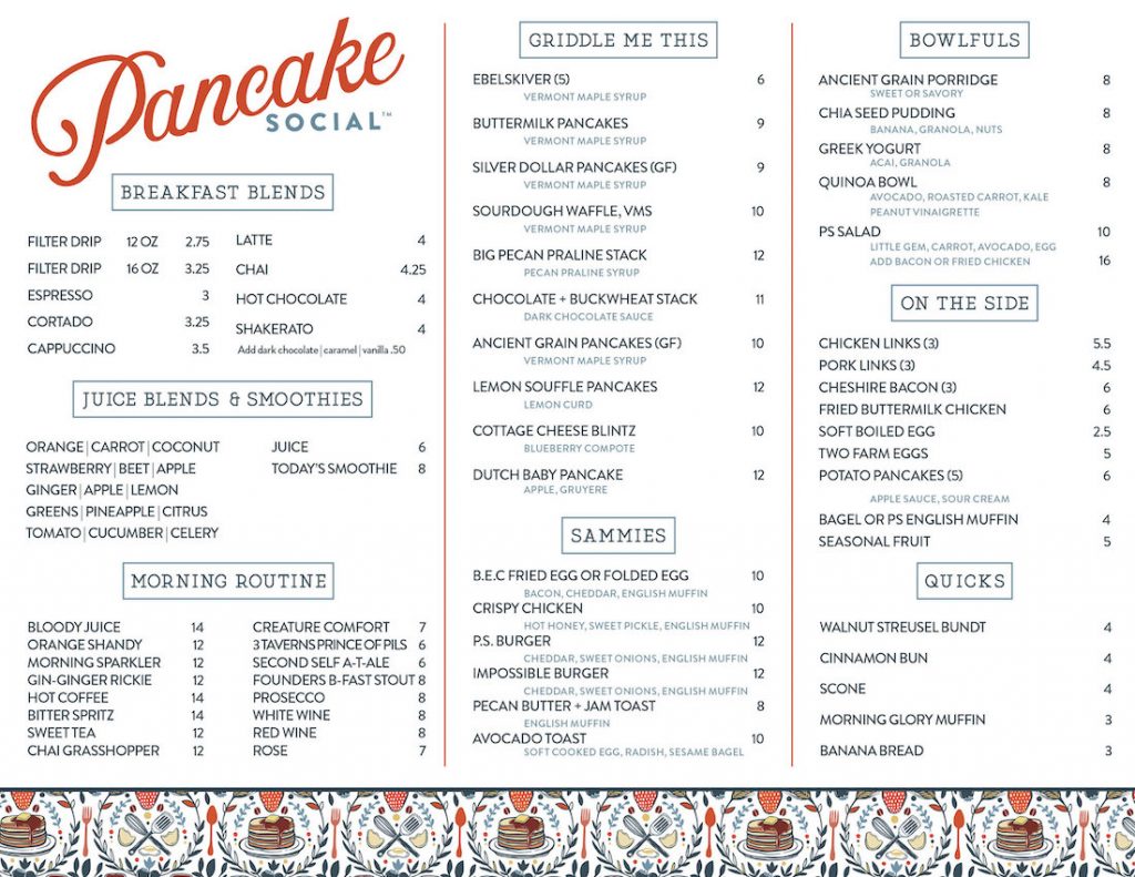 Pancake Social Menu